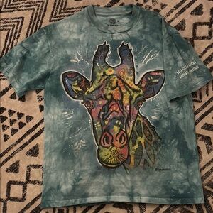 The Mountain Blue Artistic Giraffe Tie-Dye T-Shirt